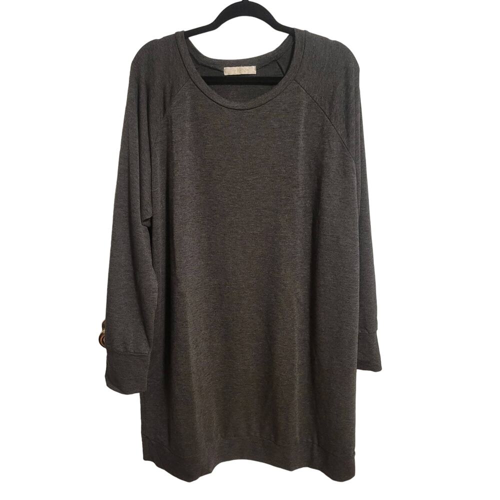 eldridge Women's 1XL Solid Gray Long T-Shirt Dress